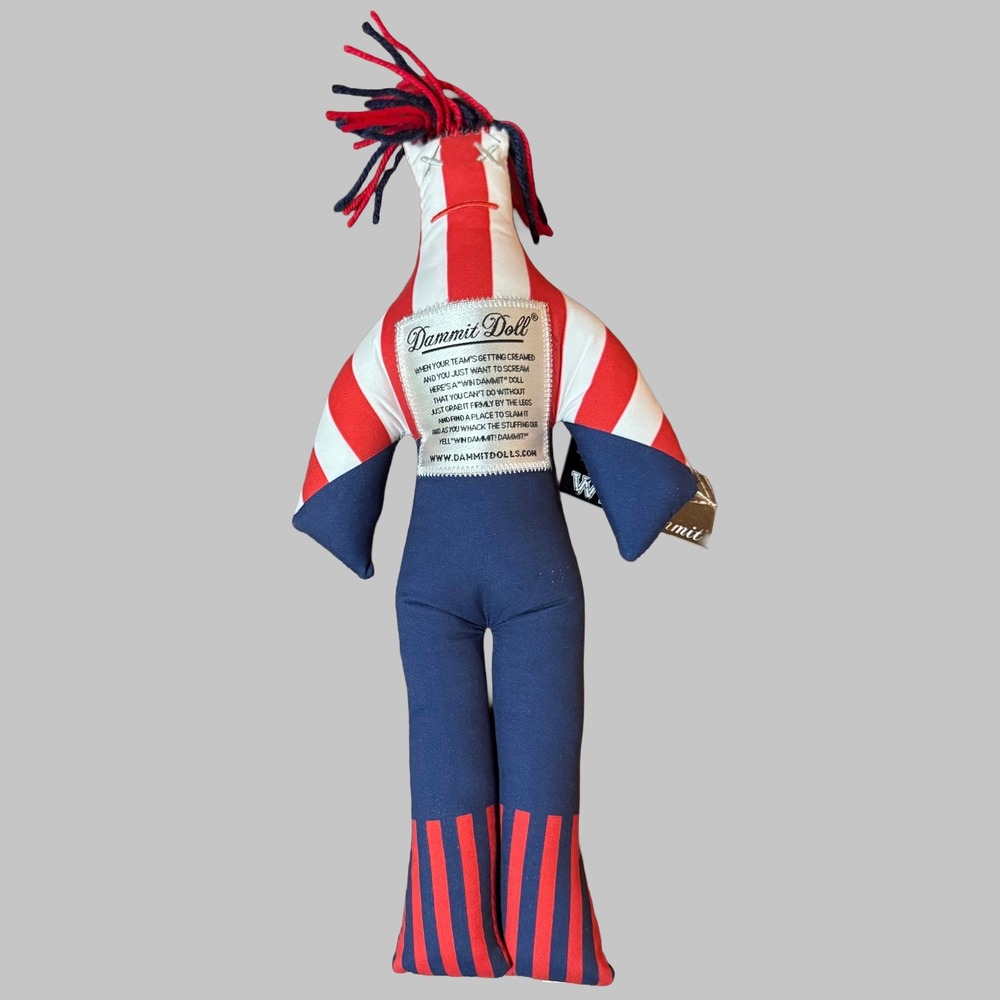 Dammit Doll Win Dammit Sports Stress Relief Plush Red White Blue Jersey 00 NWT